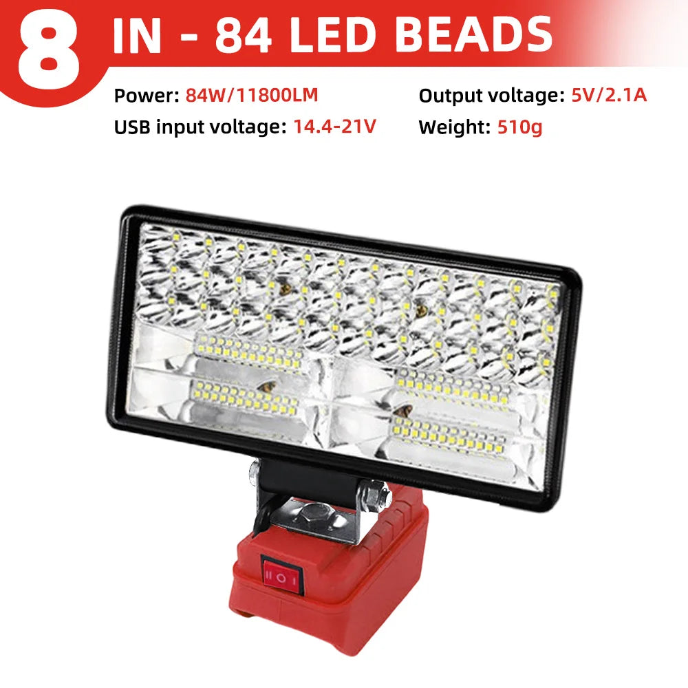 LED Work Light for Milwaukee 18V Battery – Portable Flood Lamp (4/5/8 inch)