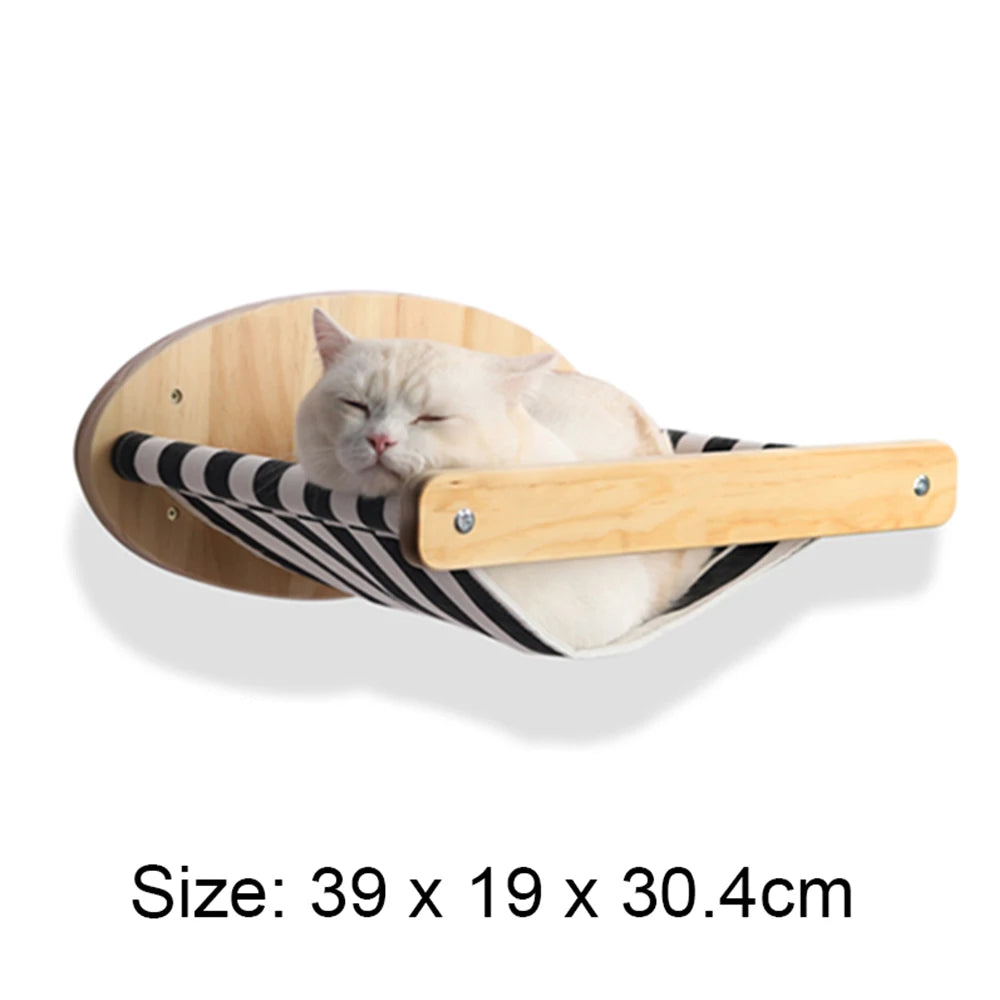 Wall-Mounted Cat Climbing Frame – 50cm Ladder, Hammock, Sisal Post & Pedal for Indoor Cats