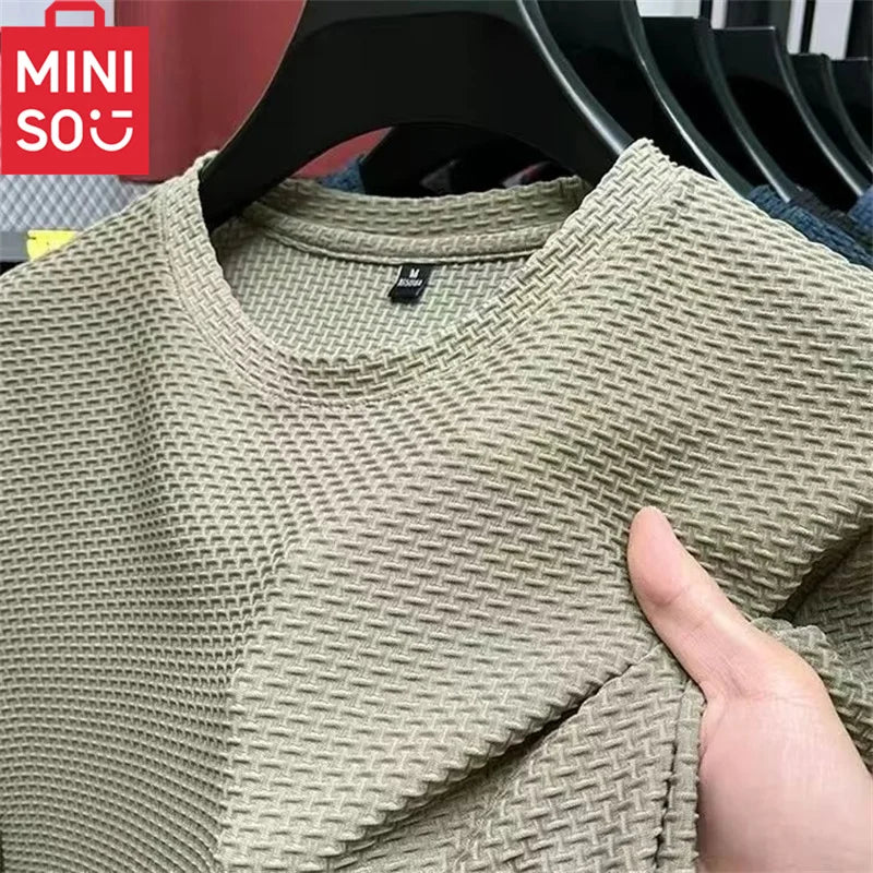 MINISO Men's Bamboo Mesh Ice Silk Short-Sleeve T-Shirt