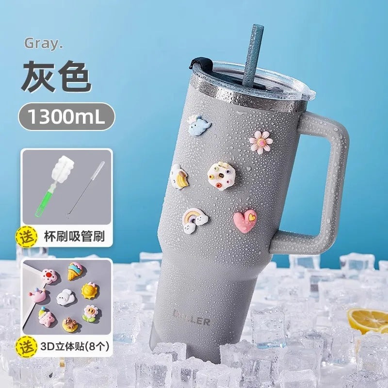 Diller 1300ml Insulated Straw Cup – Stainless Steel
