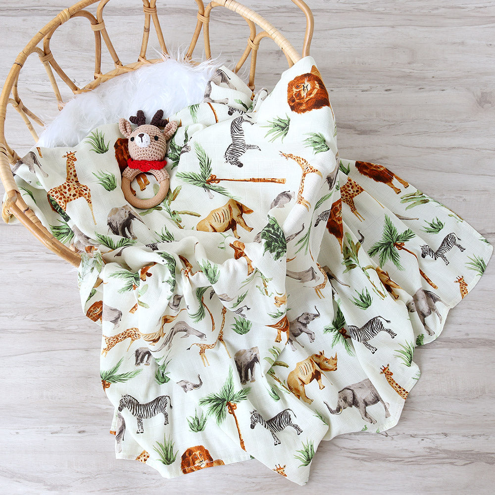 Bamboo Muslin Baby Swaddle Blanket – 120x120cm