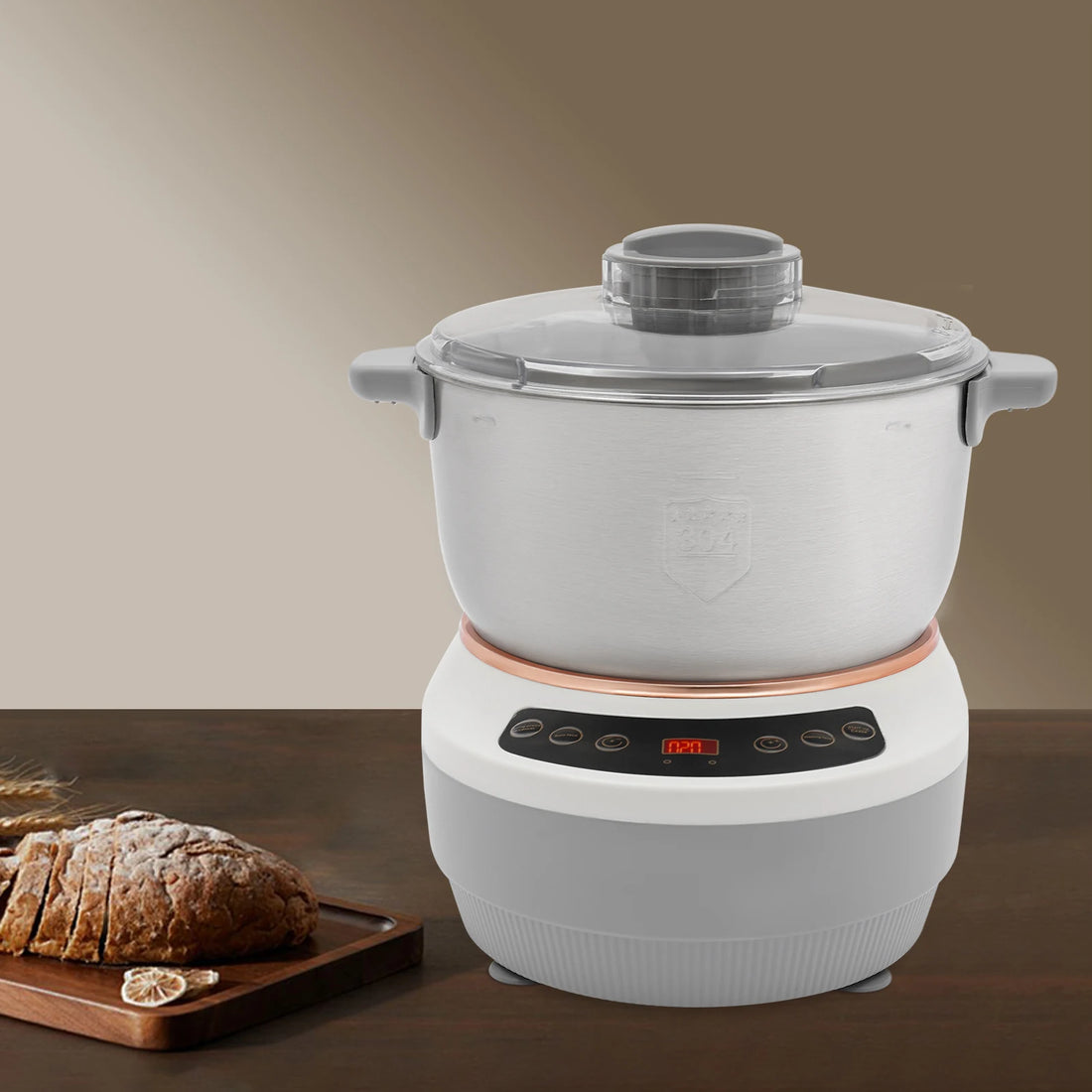 5L Electric Noodle Machine – Silver Household Noodle Making Dough Mixer with 304 Stainless Steeless Steel Silicone ABS 110V 60Hz