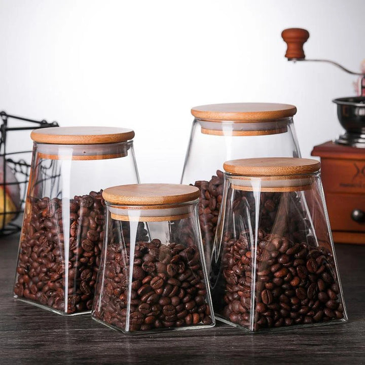 Coffee Beans Vacuum Sealed Tank – Transparent Glass Food Storage Jar with Airtight Seal for Moisture-Proof Storage
