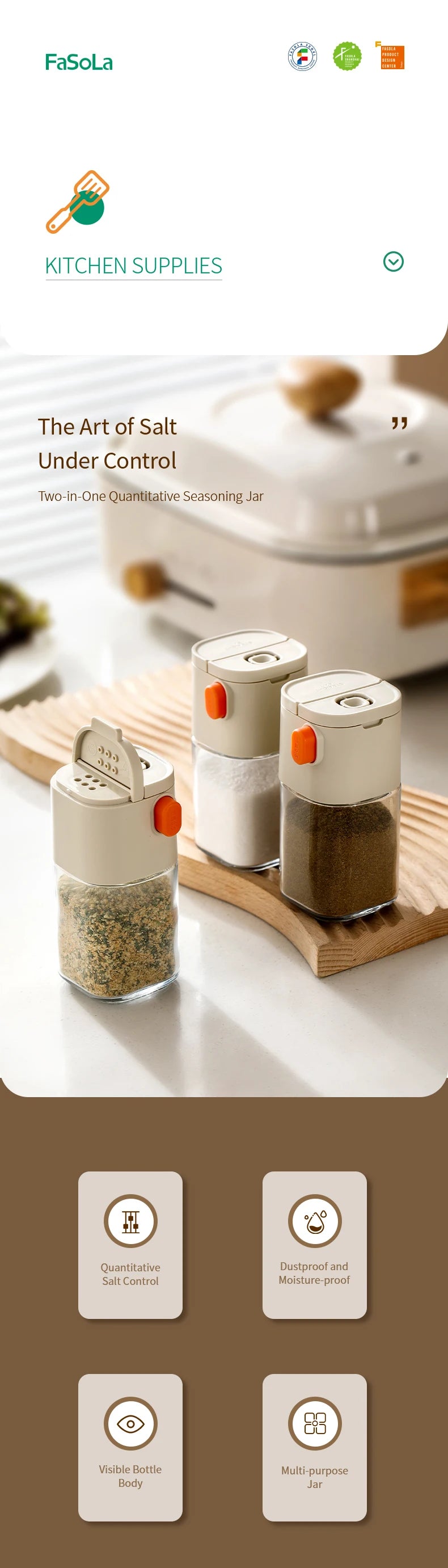 180ml Multi-Functional Quantitative Seasoning Pot – Press-Type Glass Seasoning Bottle, Salt Jar, Spice & Pepper Shakers