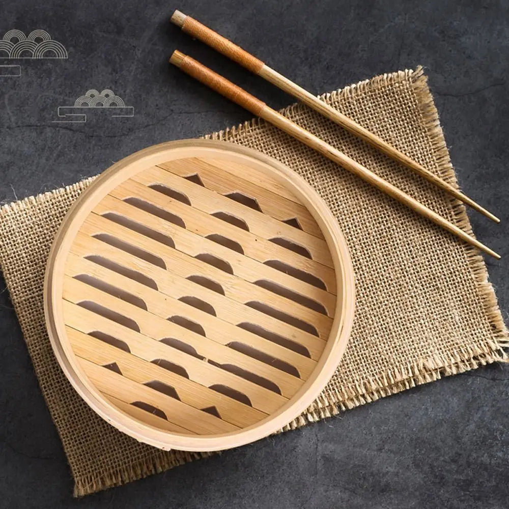 Bamboo Steamer Basket with Lid for Dumplings & Bao Buns