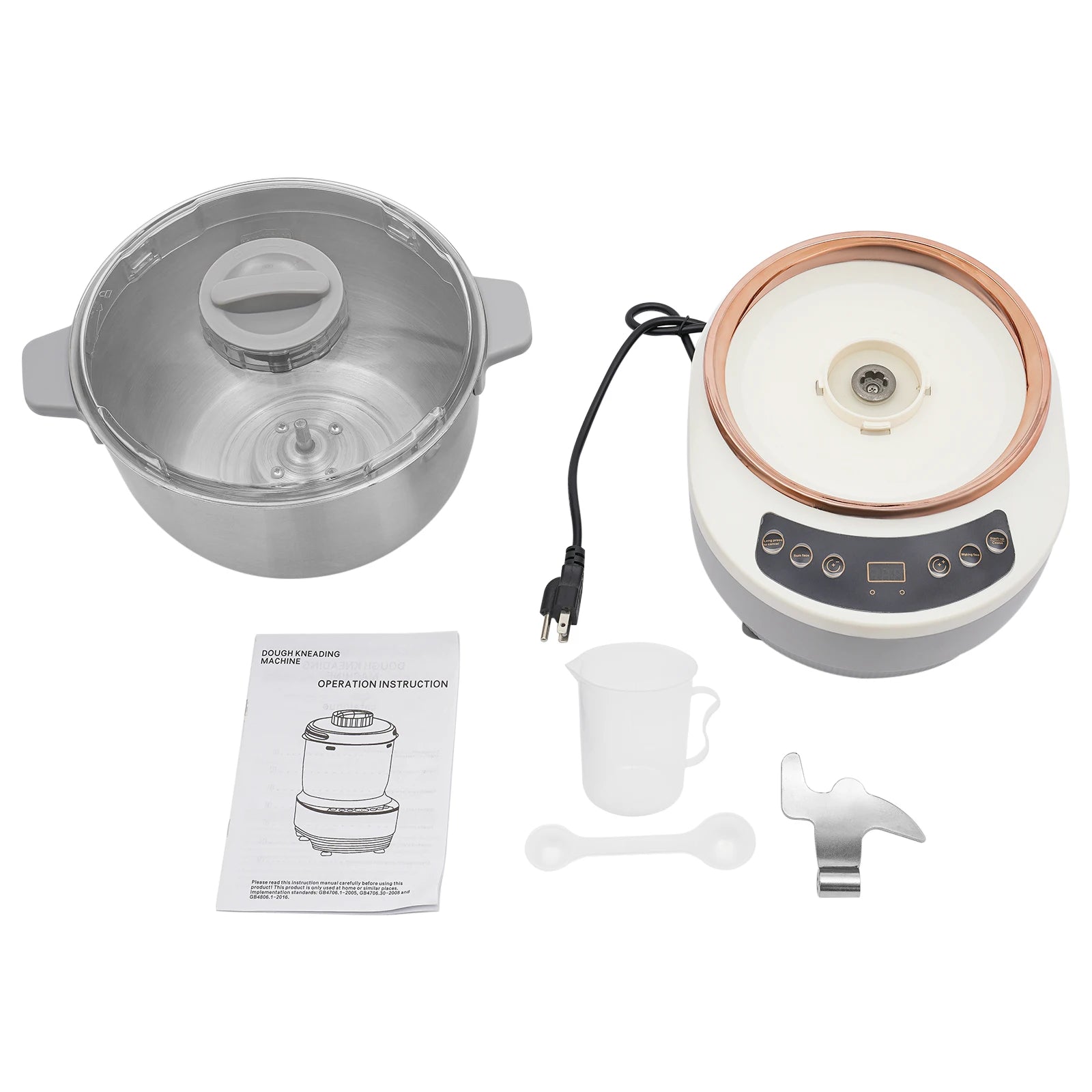 5L Electric Noodle Machine – Silver Household Noodle Making Dough Mixer with 304 Stainless Steeless Steel Silicone ABS 110V 60Hz