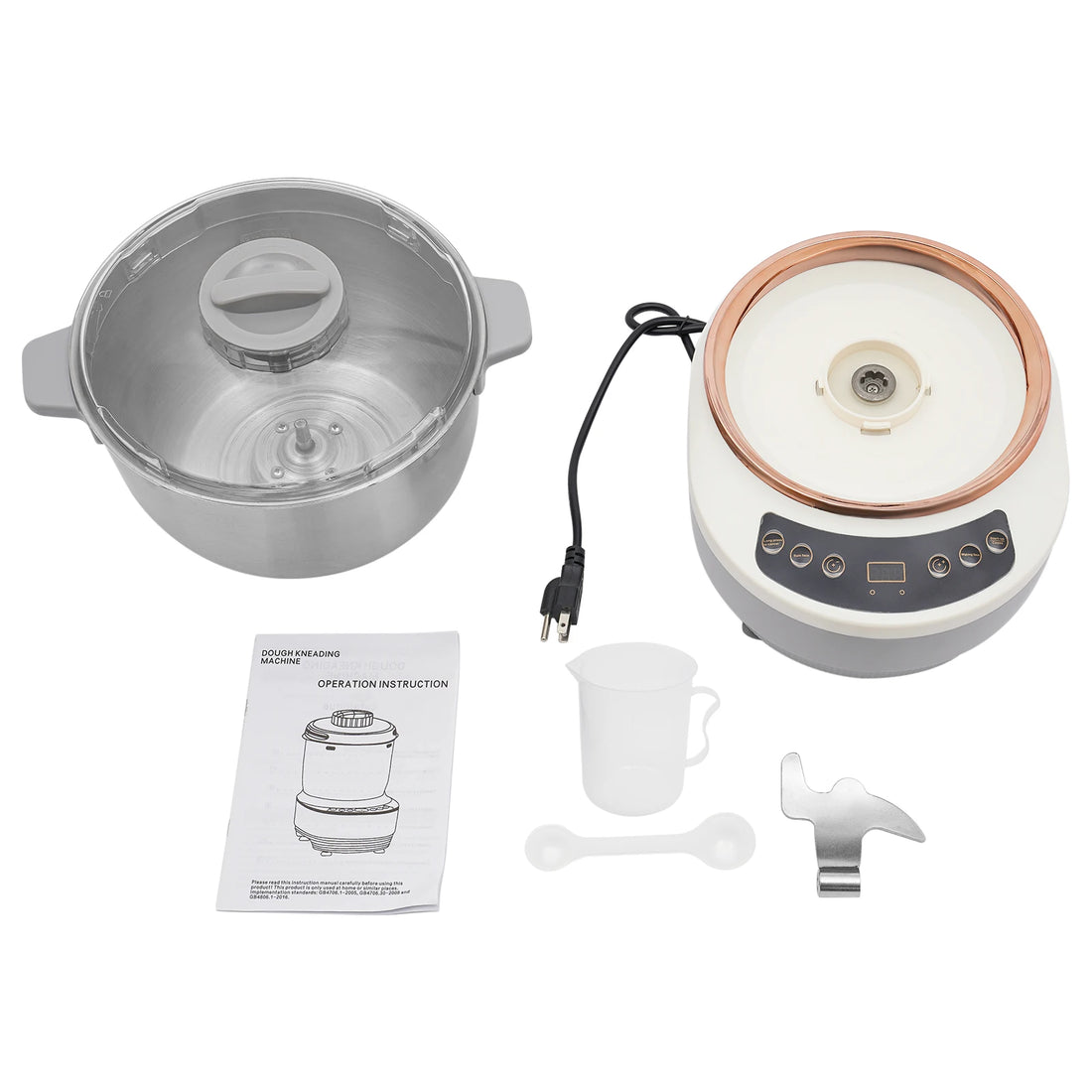 5L Electric Noodle Machine – Silver Household Noodle Making Dough Mixer with 304 Stainless Steeless Steel Silicone ABS 110V 60Hz