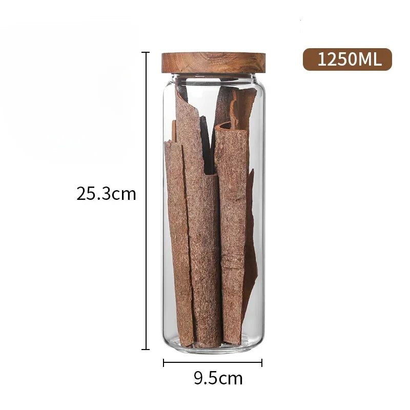 Wood Lid Glass Airtight Canister – Kitchen Storage Jar Set