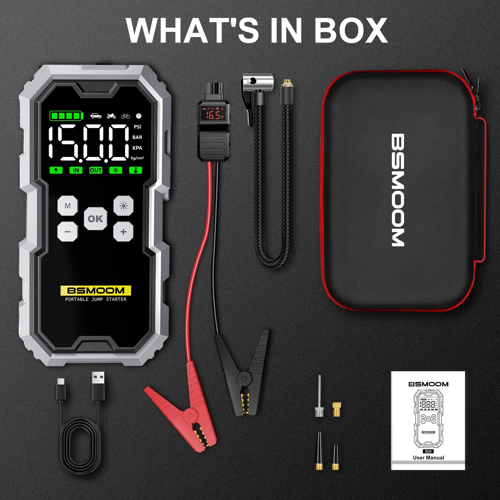 150PSI Car Jump Starter & Air Pump – 7000A Power Bank Emergency Booster
