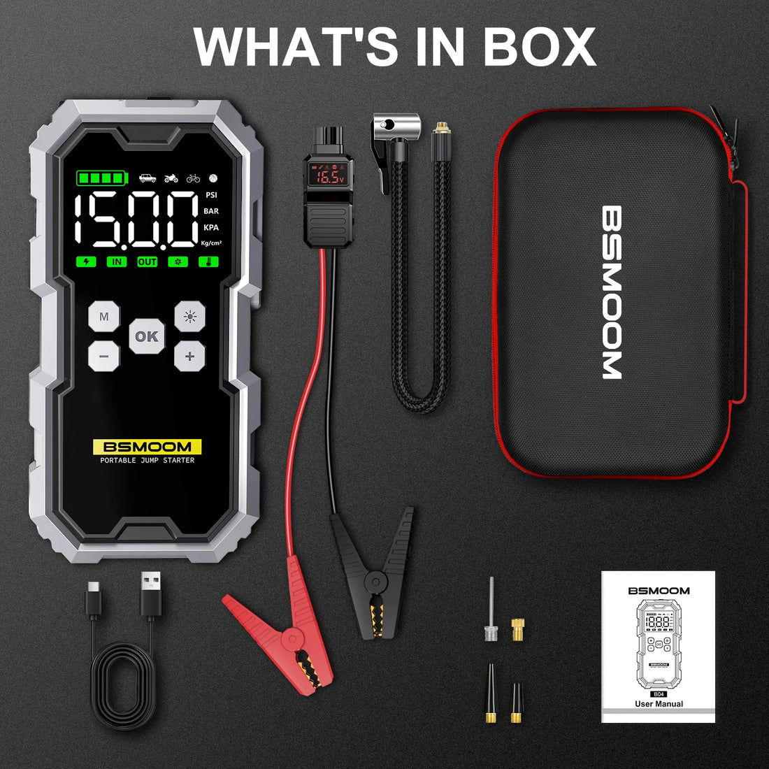150PSI Car Jump Starter & Air Pump – 7000A Power Bank Emergency Booster