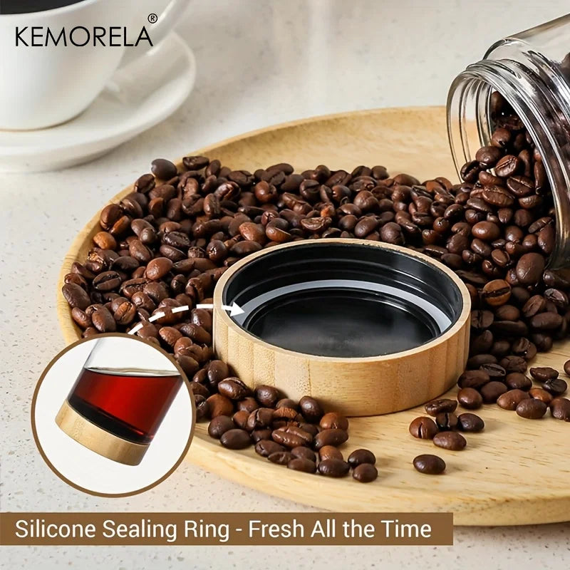 KEMORELA Glass Jars with Airtight Bamboo Lids – 2/4PCS, 290/470ML, Perfect for Overnight Oats and Salads