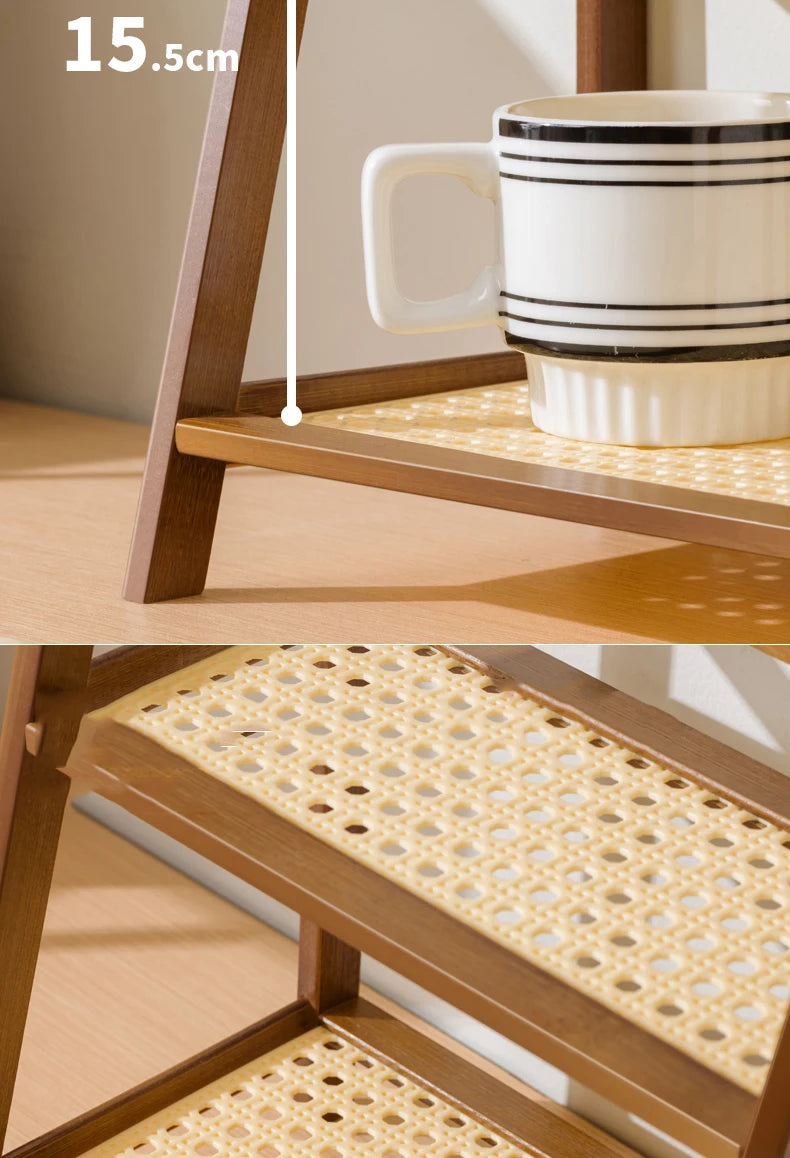 2-Tier Bamboo Kitchen Storage Rack & Organizer Shelf