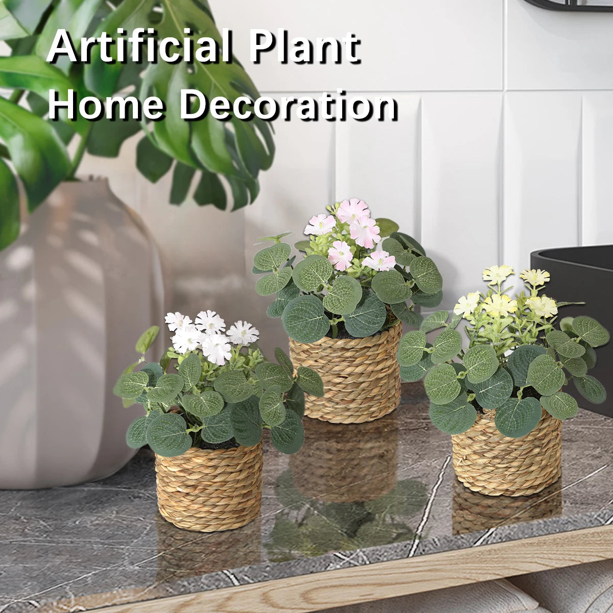 XIYA FLOWER Artificial Eucalyptus Potted Plant – 11cm Decor