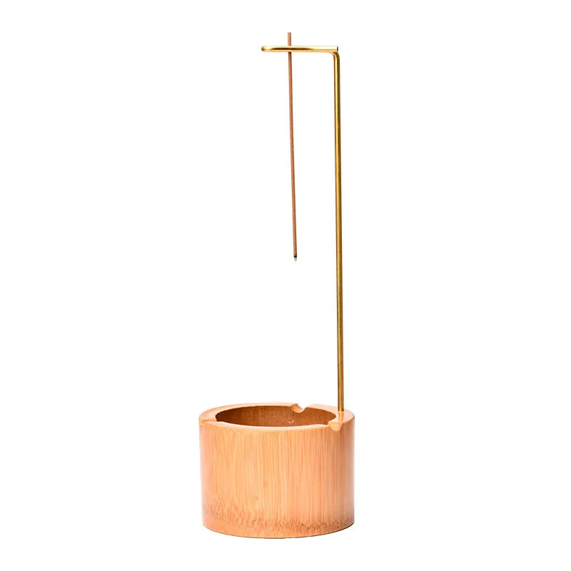 Natural Bamboo Incense Burner with Brass Holder