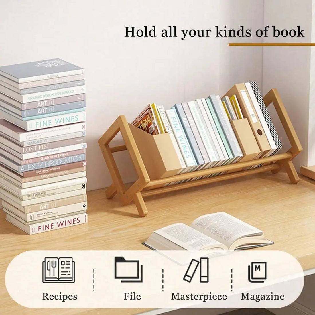 Bamboo Desktop Bookshelf – Multi-Shelf Decorative Storage Organizer for Home and Office