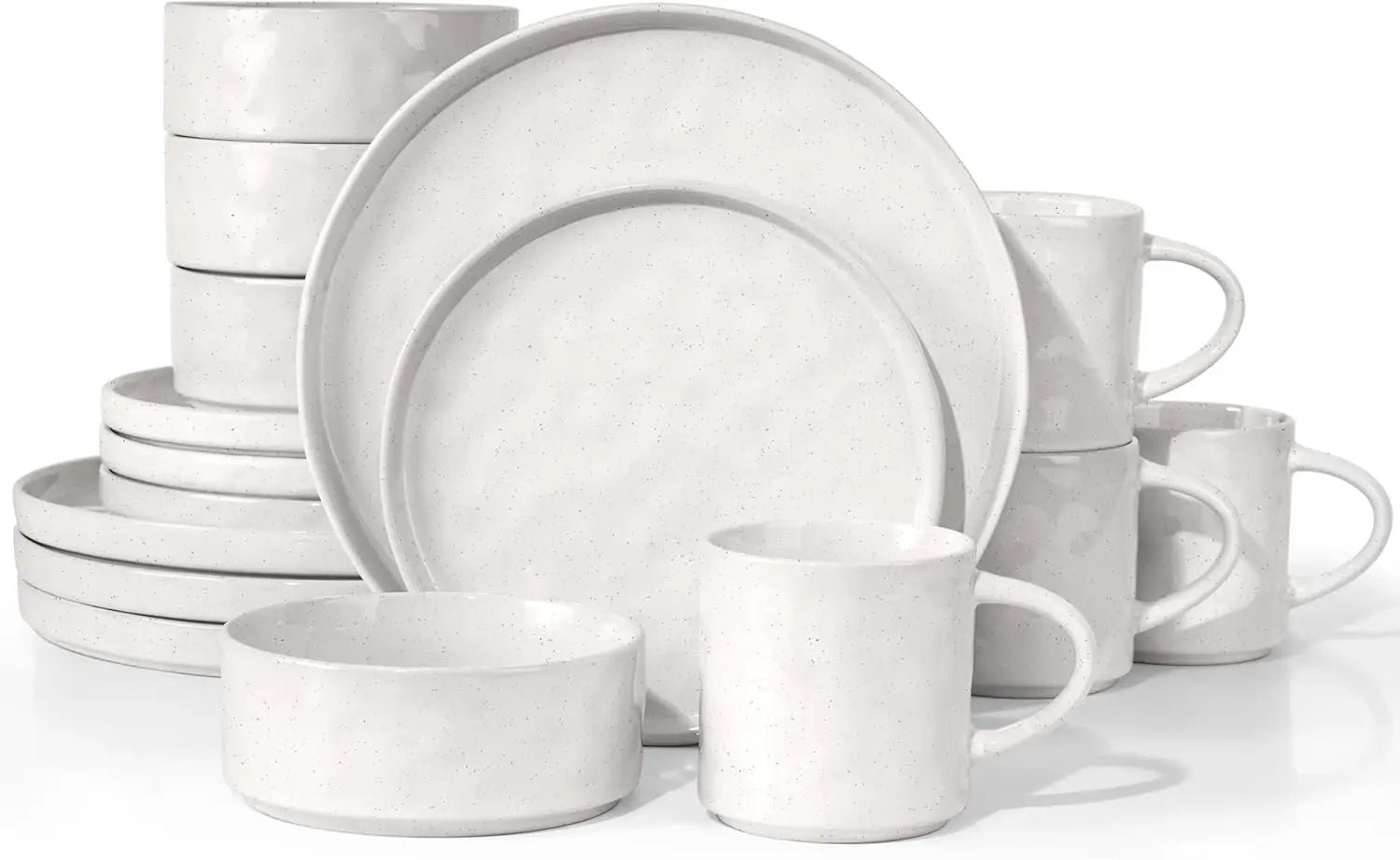16-Piece Stoneware Dinnerware Set – Plates and Bowls Set for 4, Elegant Ceramic Dishware for Home & Restaurant