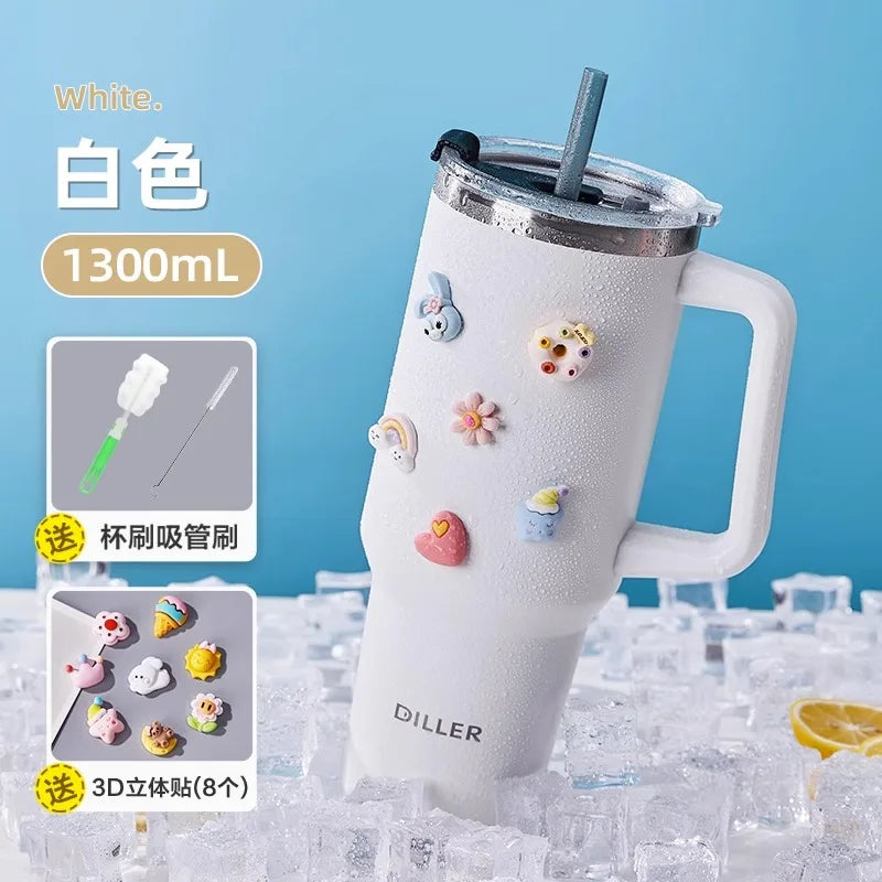 Diller 1300ml Insulated Straw Cup – Stainless Steel