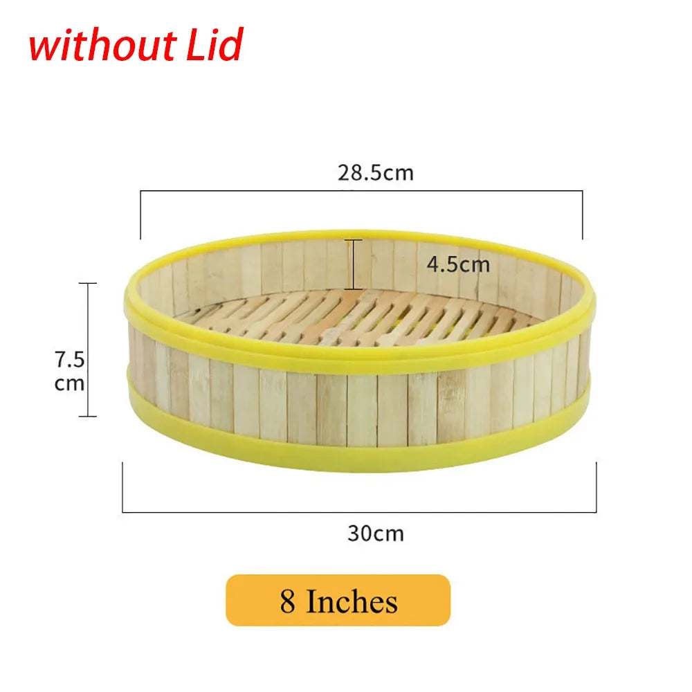Bamboo Steamer Basket with Lid for Dumplings & Bao Buns
