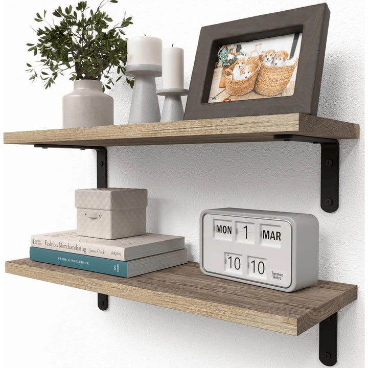 2-Piece Wooden Floating Wall Shelves – Decorative Storage for Bathroom, Bedroom & Living Room