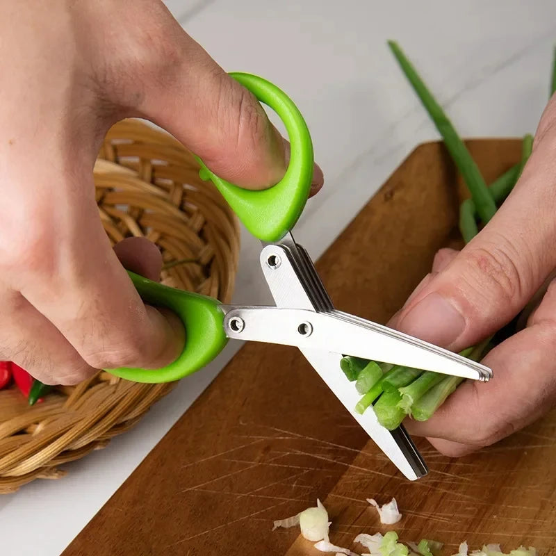 Multi-Functional Stainless Steel 3/5-Layer Kitchen Scissors – Pepper, Scallion, Laver Cutting & Chopping Cooking Tool