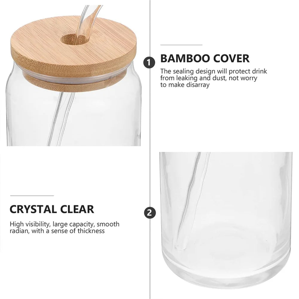 Mason Jar Coffee Mug with Straw and Lid – Iced Coffee Glasses, Beverage & Juice Cups