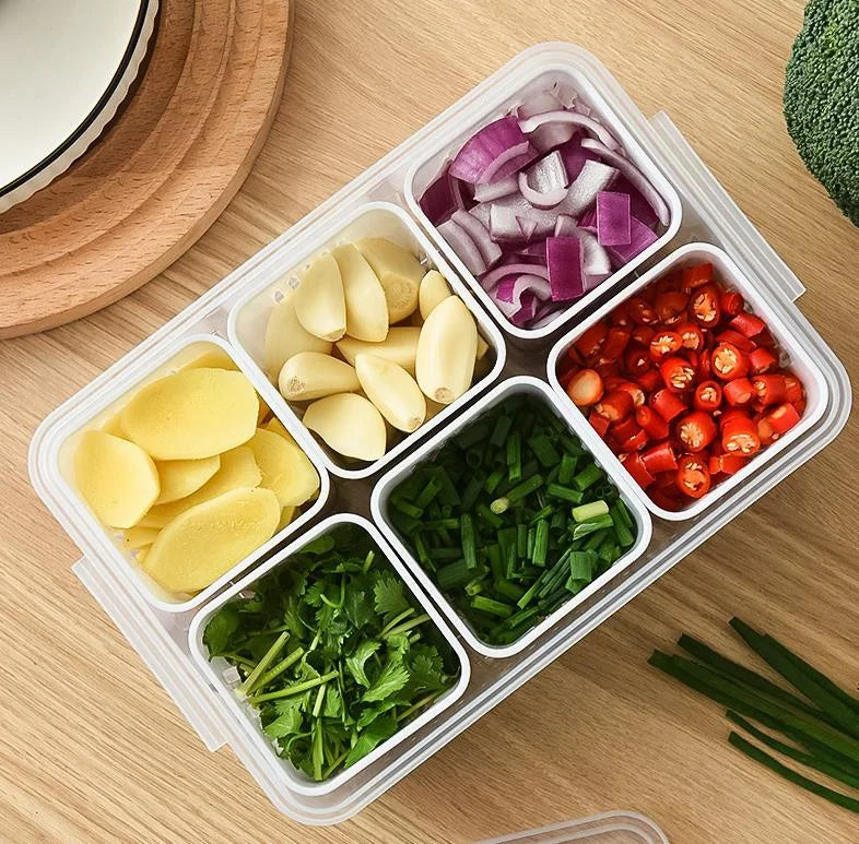 Refrigerator Food Drain Fresh-Keeping Box – Ginger, Garlic, Onion, Pepper Storage Box, Fruit & Vegetable Drain Basket