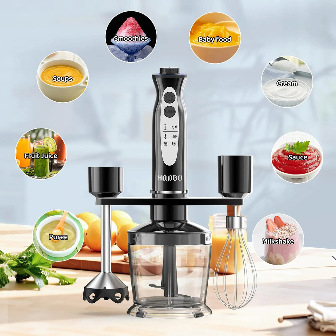 1000 Watt Powerful Handheld Immersion Blender – Vegetable, Meat, and Egg Beater for Smoothies, Sauces, Baby Food & Soups