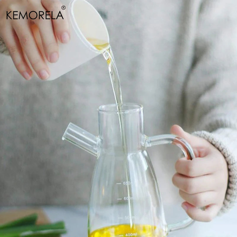 KEMORELA Glass Olive Oil Bottle – Leak-Proof BPF Oil Condiment Container for Kitchen, BBQ, and Picnic