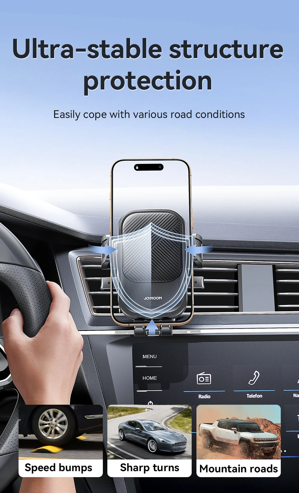 Joyroom Car Phone Holder – Air Vent Mount with 360° Rotation for iPhone, Samsung, Xiaomi, Huawei