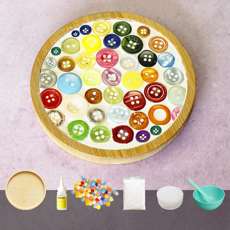 Handmade DIY Mosaic Cup Mat – Bamboo Bottom Pad for Early Education & Creative Crafting