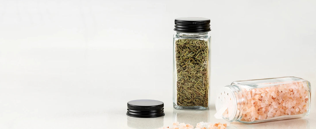 Spice Rack Organizer for Cabinet – 28 Empty Spice Jars with Black Lids