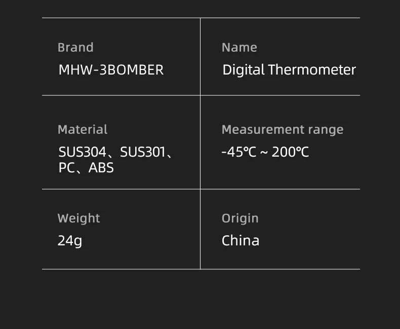 MHW-3BOMBER Instant Read Digital Thermometer – Precision for Coffee, Cooking, and More