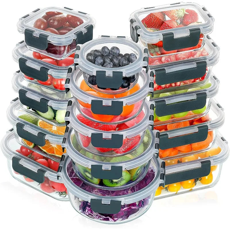 30 Pieces Glass Meal Prep Containers Set – Stackable Glass Food Storage Containers with Lids, Airtight Glass Lunch Containers
