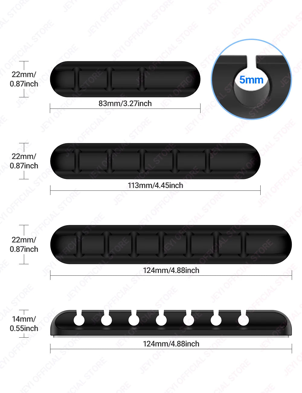 JEYI Adhesive Cable Clips – Cord Organizer for Desk, USB, Power & Charging Cables