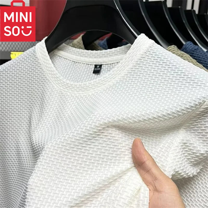 MINISO Men's Bamboo Mesh Ice Silk Short-Sleeve T-Shirt