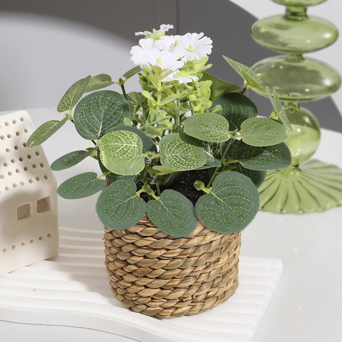 XIYA FLOWER Artificial Eucalyptus Potted Plant – 11cm Decor