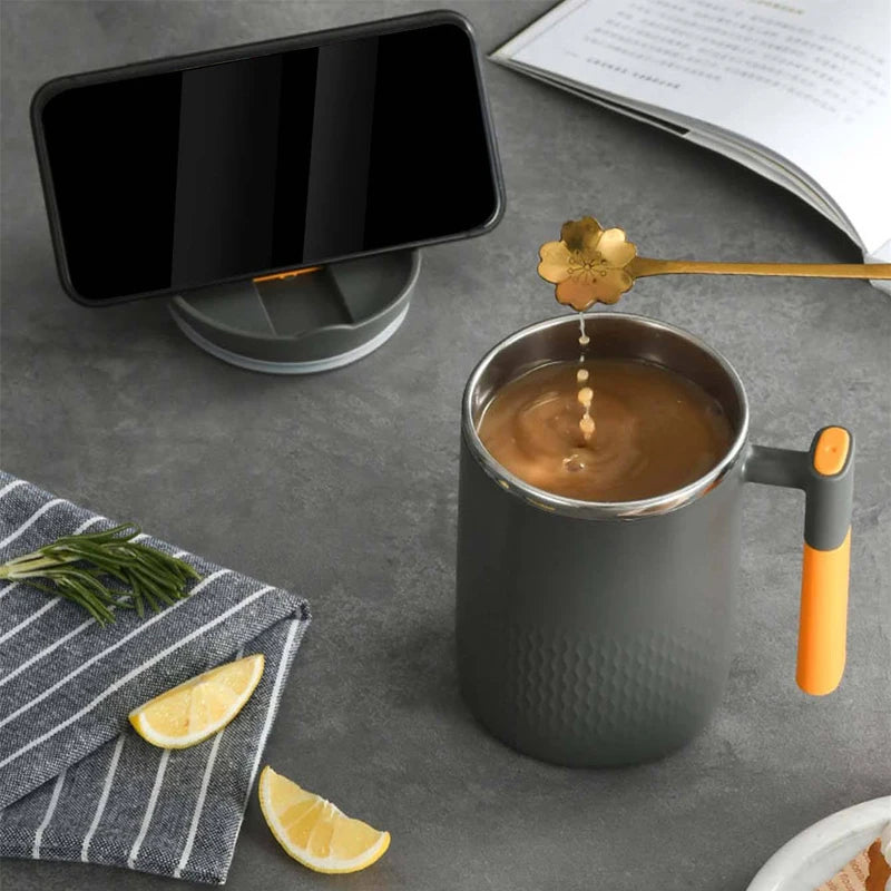 304 Stainless Steel Double Wall Insulated Coffee Cup – Household Kitchen Mug with Handle and Lid