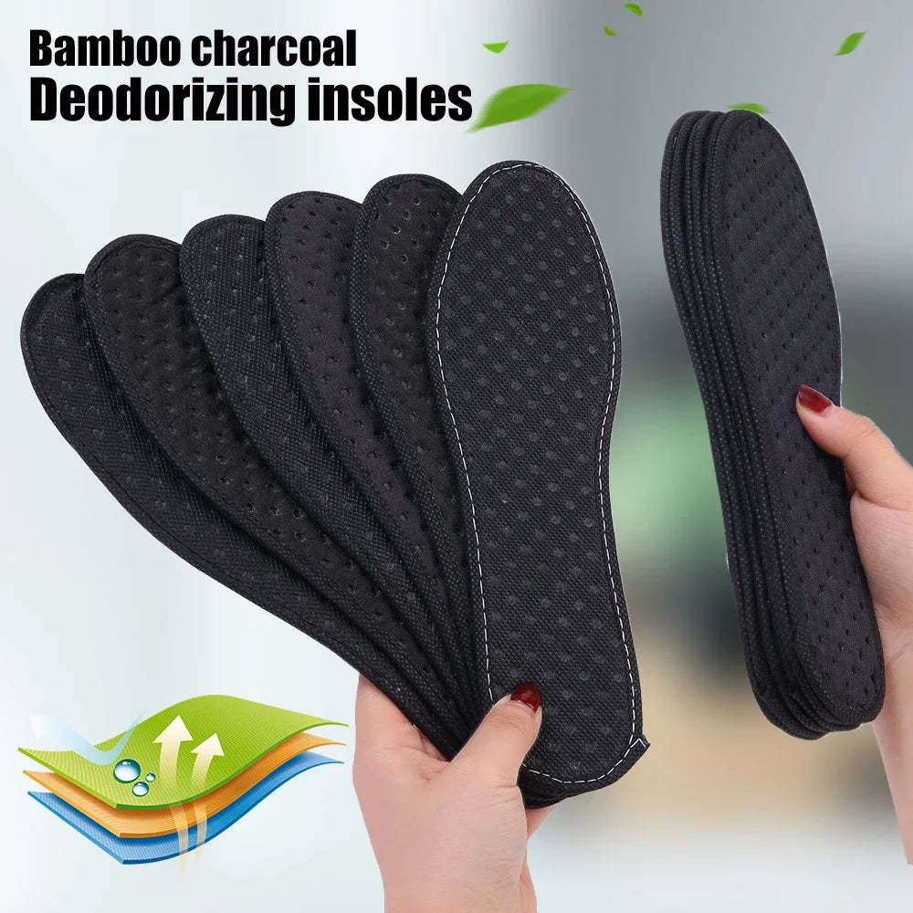 2–6pcs Bamboo Deodorant Insoles – Breathable, Sweat-Absorbing Shoe Inserts for Men & Women
