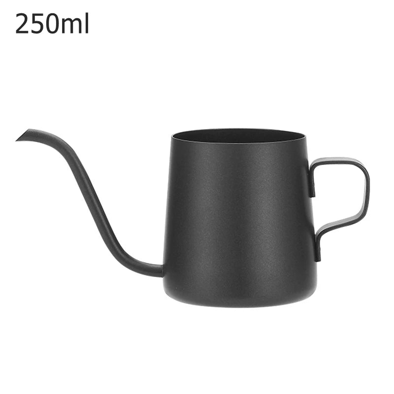 Long Narrow Spout Coffee Pot – 8.5oz/12oz Small Fine Stainless Steel Pour Over Drip Coffee Pot, Gooseneck Tea Kettle (Black)