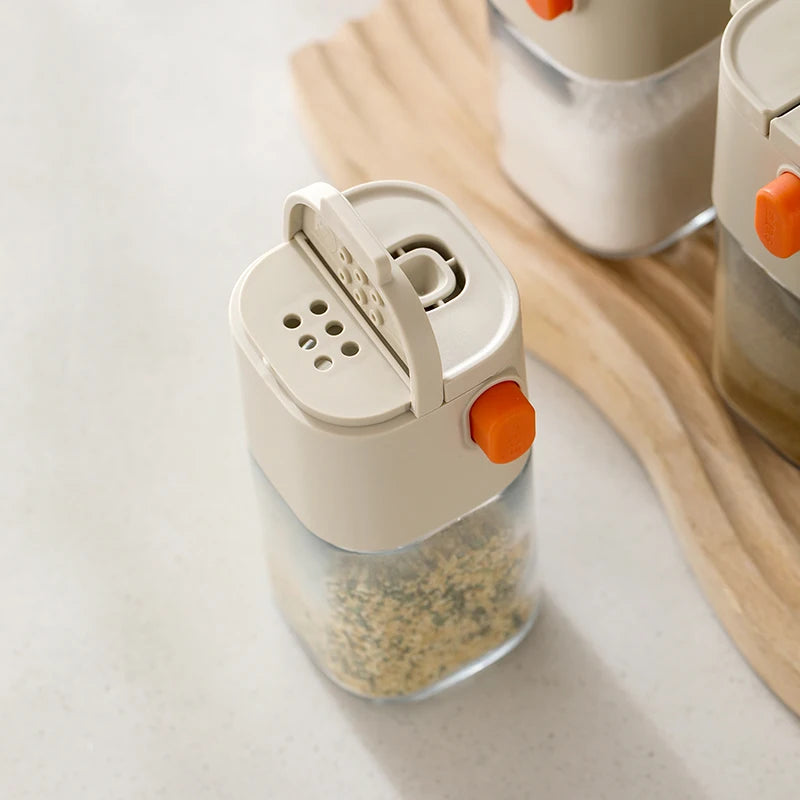 180ml Multi-Functional Quantitative Seasoning Pot – Press-Type Glass Seasoning Bottle, Salt Jar, Spice & Pepper Shakers