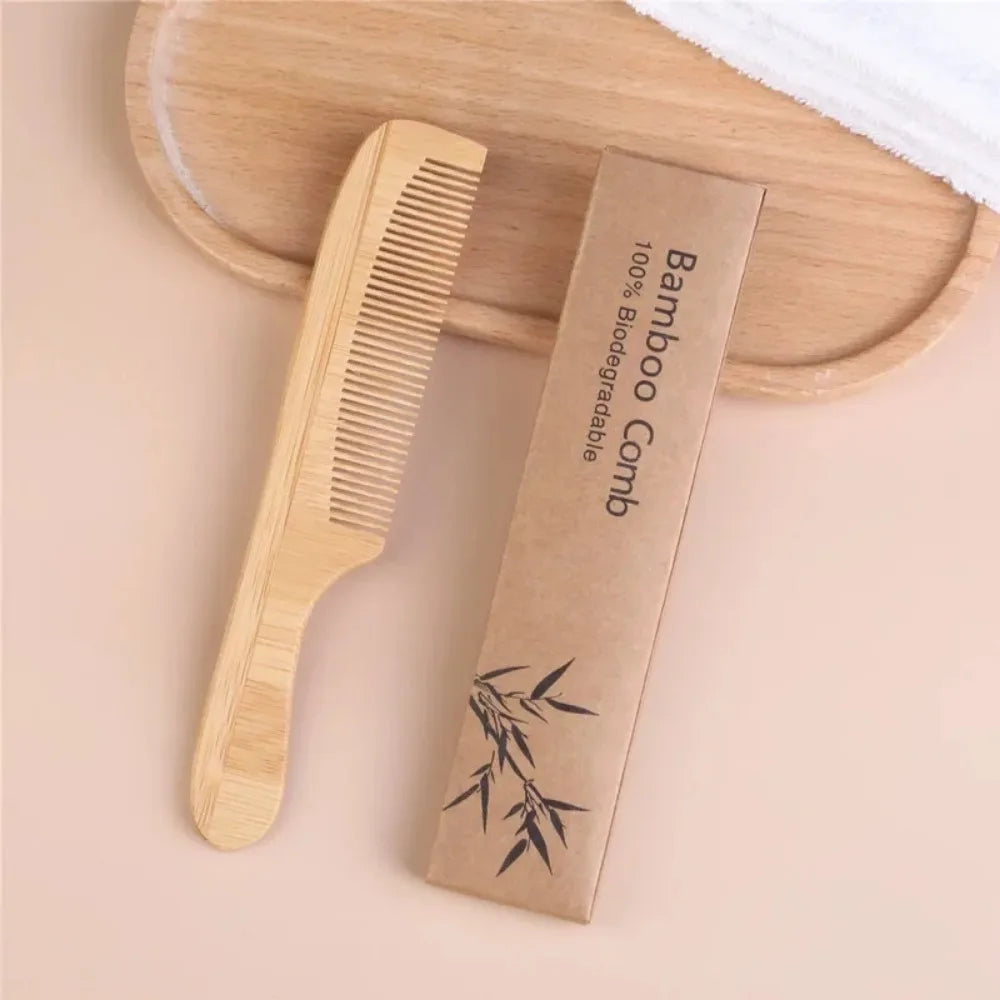 Natural Bamboo Wooden Comb – Anti-Static Hair Brush & Scalp Massage Tool for Men
