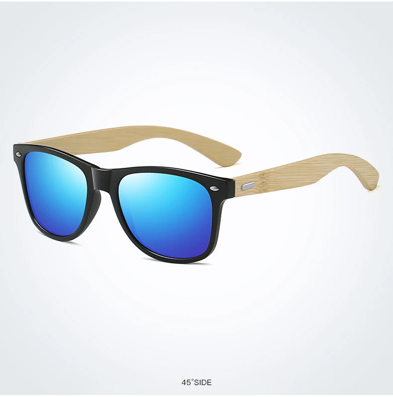Fashion Bamboo Wood Vintage Square Sunglasses – Men & Women Luxury Brand Designer Sun Glasses, Wooden Driving & Fishing UV400 Eyewear
