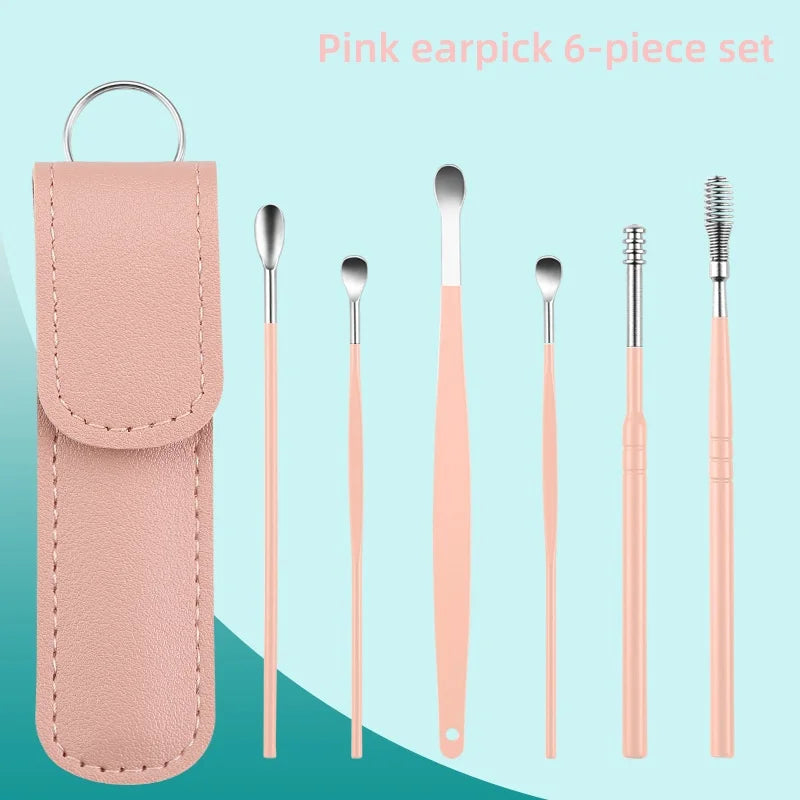 6pcs Earwax Removal Tool Set – Stainless Steel Earpick & Curette Kit