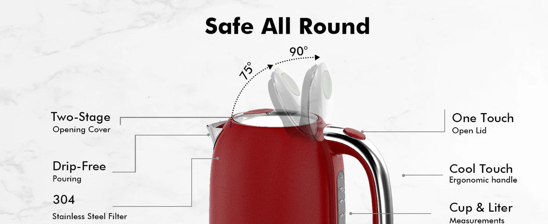 Electric Tea Kettle with Temperature Control – 5 Presets & Keep Warm Function, Red