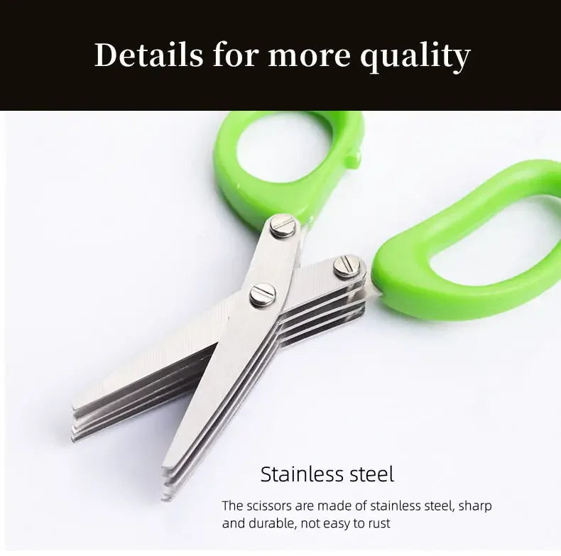 Multi-Functional Stainless Steel 3/5-Layer Kitchen Scissors – Pepper, Scallion, Laver Cutting & Chopping Cooking Tool