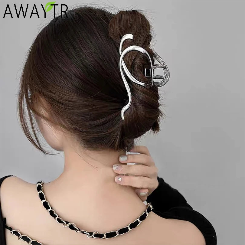Metal Irregular Hair Claw Clips – Silver/Gold Punk Style Barrettes