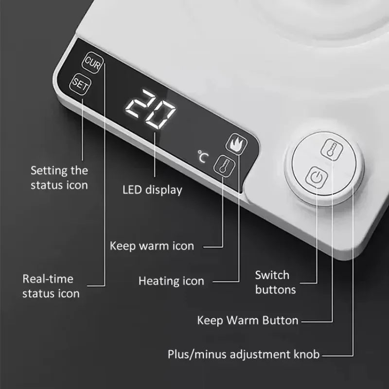 Electric Coffee Pot 1000ml – Coffee Pot with LED Screen, Adjustable Temperature, Intelligent Electric Gooseneck Coffee Pot