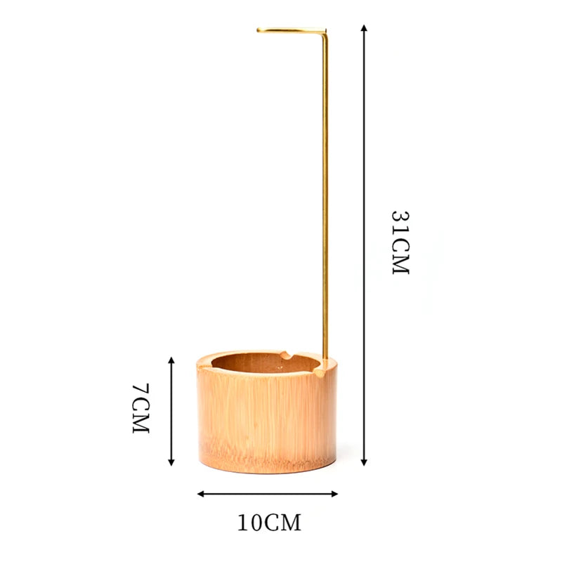 Natural Bamboo Incense Burner with Brass Holder
