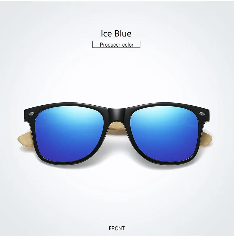 Fashion Bamboo Wood Vintage Square Sunglasses – Men & Women Luxury Brand Designer Sun Glasses, Wooden Driving & Fishing UV400 Eyewear