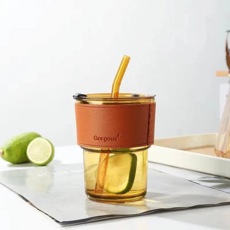 Custom Glass Cups with Lids & Straws
